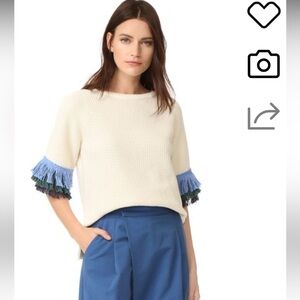 Tory Burch Kingston fringe shoulder sweater